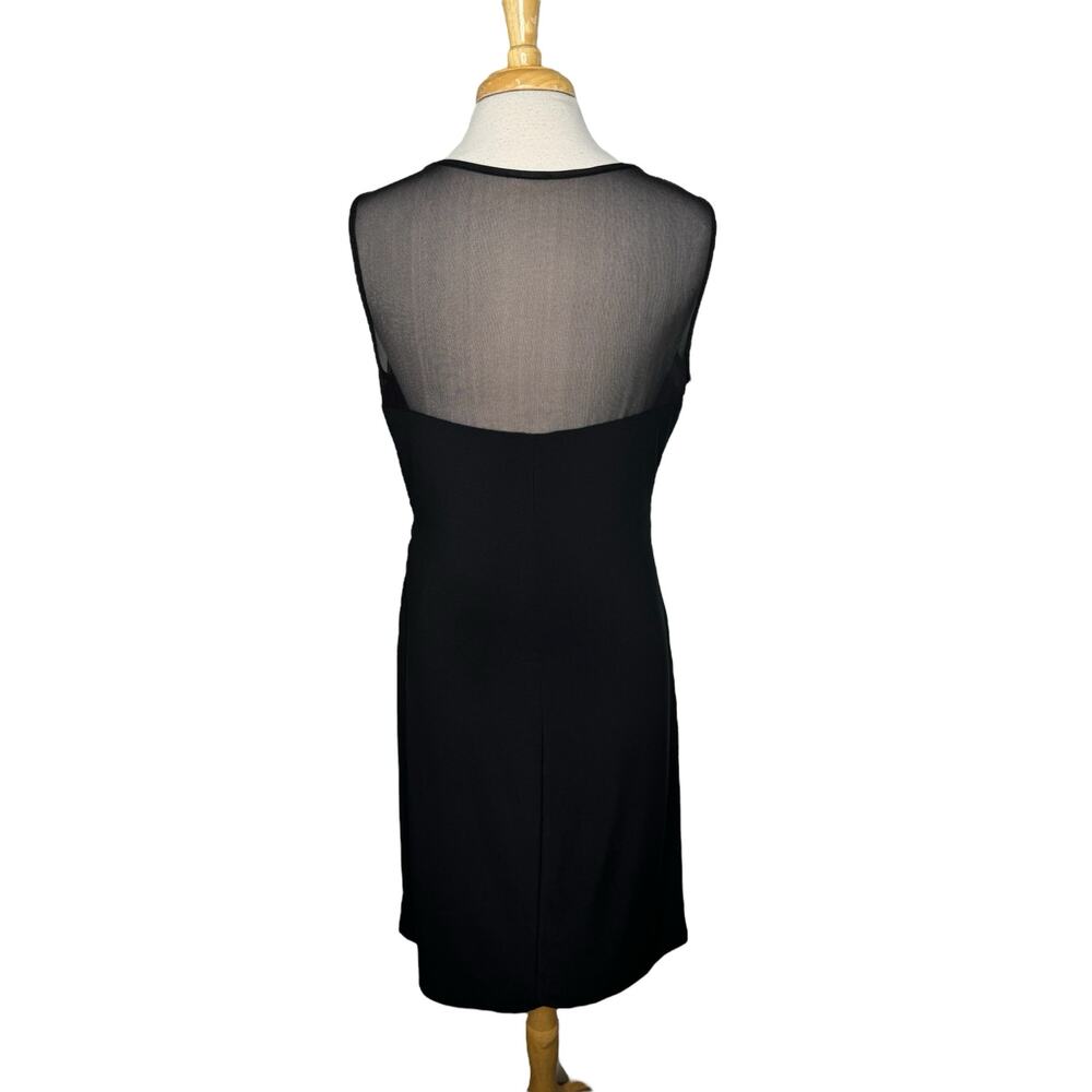 RALPH LAUREN LRL Mesh V-neck Black Jersey Knit Dress Sz 14 LBD Date Event Formal - Picture 3 of 11